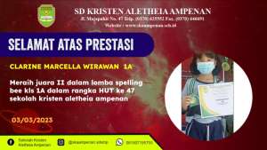 Spelling bee kls 1A dalam rangka HUT ke 47 sekolah kristen aletheia ampenan